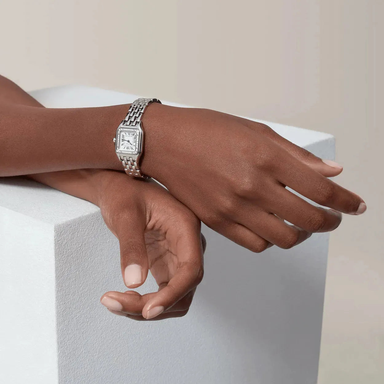 MONTRE CARTIER PANTHERE SERTIE SILVER